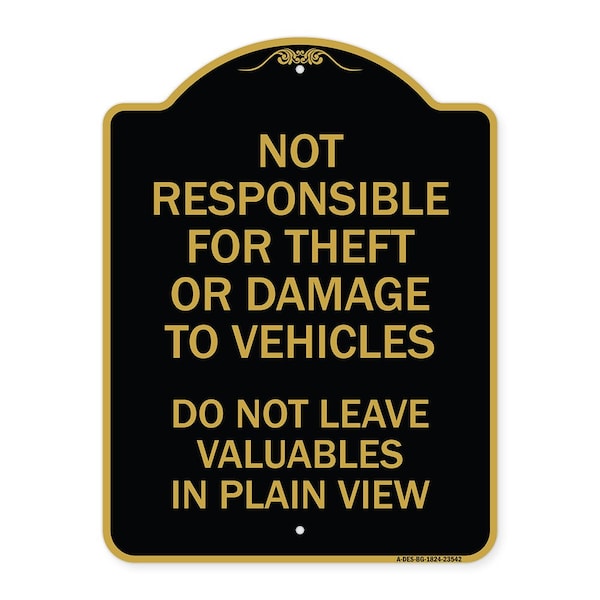 Not Responsible for Theft or Damage to Vehicle Do Not Leave Valuables in Plain View, BG-1824-23542